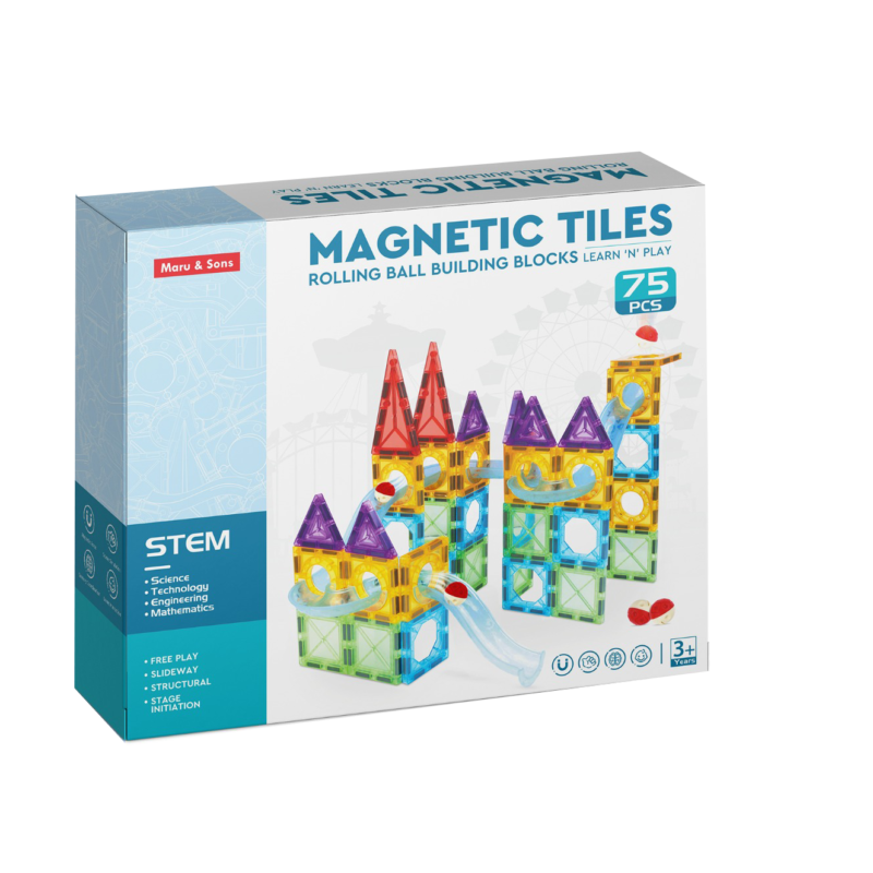 Magnetic Marble Run ball building blocks (75 pcs)