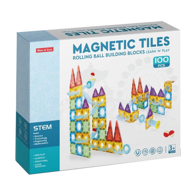 Magnetic Tiles Rolling Ball Building Blocks (100 Pcs)