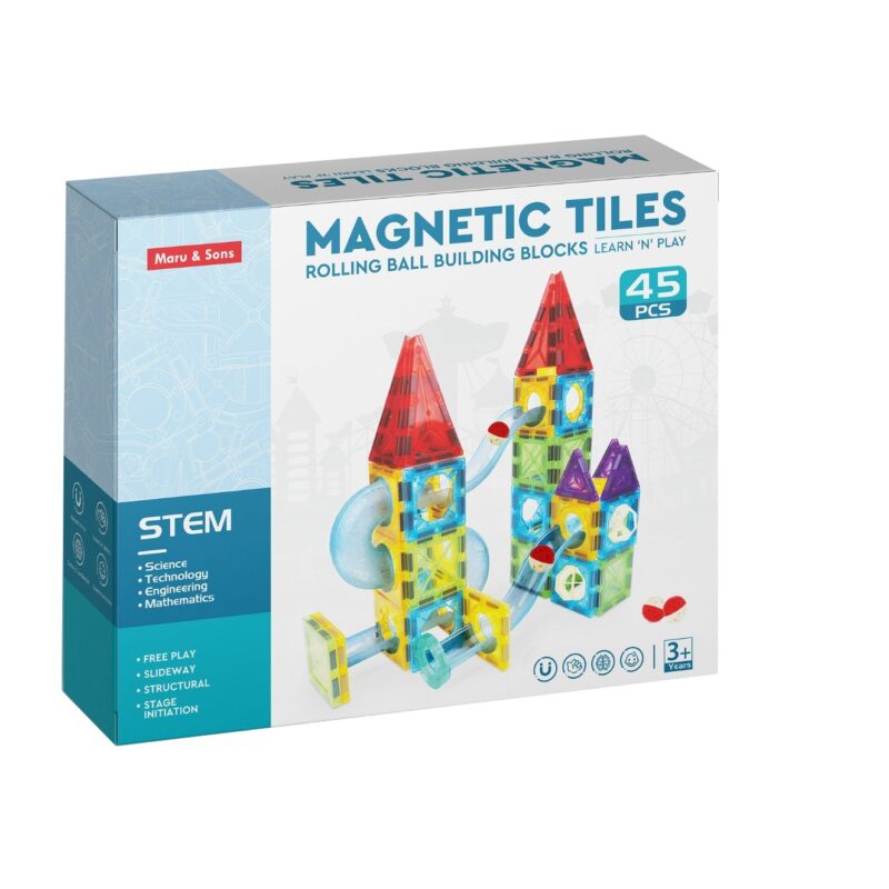 Magnetic Marble Run ball building blocks (45 pcs)